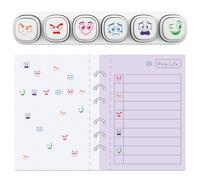 GLOBLELAND 6 Pcs 6 Styles Various Expressions Self Inking Stamps for Grading Emoticon Plastic Stamp Set Expression Mini Stamps for Drawing Journaling Art Crafts Birthday Party Favor Carnival Prizes
