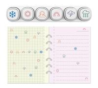 GLOBLELAND 6 Pcs 6 Styles Weather Self Inking Stamps for Sunny Day Rainbow Plastic Stamp Set Thunder Lightning Rain Snow Mini Stamps for Drawing Journal Art Crafts Birthday Party Favor Carnival Prizes