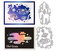 GLOBLELAND 6Pcs Space Frame Cutting Dies Space Window Starry Sky Die Cuts for Card Making Metal Die Cuts Cutting Dies Templates for Scrapbooking Journal Embossing Paper Craft Decor