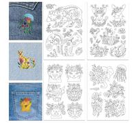 GLOBLELAND 70Pcs Flowers Pattern Water Soluble Hand Sewing Stabilizers Animals Stick and Stitch Embroidery Designs Paper for Fabric Embroidery Stitch Practice Embroidery Patterns Transfers 4 Sheets