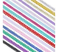 GLOBLELAND 75 Yards 15Colors Tiny Wave Gimp Braid Trims for Clothes Sewing Craft Herringbone Rick Rack Fringe Trim Ribbon Centipede Lace Ribbon Trims for Doll Supply Wedding Dress Decor