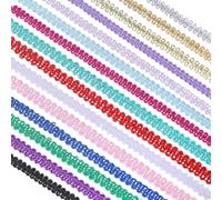 GLOBLELAND 75 Yards 15Colors Tiny Wave Gimp Braid Trims for Clothes Sewing Craft Herringbone Rick Rack Fringe Trim Ribbon Centipede Lace Ribbon Trims for Doll Supply Wedding Dress Decor