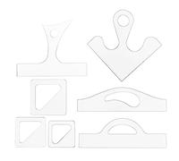 GLOBLELAND 7Pcs Acrylic Cutting Board Handle Templates - Charcuterie Router Templates - Clear Acrylic - Angled Curvy Tracing Template Stencils - Kitchen Board Guide Tools Set