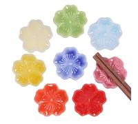 GLOBLELAND 8 Pcs Cherry Blossom Chopsticks Holder Ceramic Chopstick Rest Chopsticks Holder Rack for Dinner Forks Spoons Tableware Home Restaurants Kitchen Gift