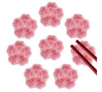 GLOBLELAND 8 Pcs Cherry Blossom Chopsticks Holder Ceramic Chopstick Rest Chopsticks Holder Rack Tableware Decoration for Chopsticks Forks Spoons Paint Brushes