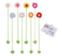 GLOBLELAND 8 Pcs Mixed Color Sunflower Crochet Bookmarks for Women Flowers Knitted Book Mark Knitted Curtain Tie Car Ornaments Mark Unique Bookmark Gifts for Book Lover Teacher Gift