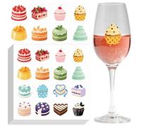 GLOBLELAND 8 sheets 128 Pcs Cakes Cupcakes Static Clings Reusable Stickers Colorful Dessert Removable Glass Drink Markers Food Wine Stickers for Party BBQ Bridal Shower