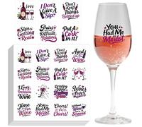 GLOBLELAND 8 sheets 128 Pcs Red Wine Text Static Clings Reusable Stickers Funny Words Removable Glass Drink Markers Cheers Purple Wine Stickers for Party BBQ Bridal Shower
