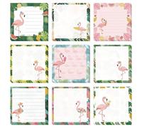 GLOBLELAND 9 Pads 540 Sheets Flamingos Sticky Notes 3×3 in Summer Tropical Plants Self Adhesive Memo Pads Post Notes for Office Home Journaling Meeting Supplies
