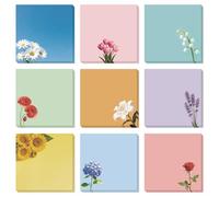 GLOBLELAND 9 Pads 540 Sheets Flowers Sticky Notes 3×3 in Colored Floral Self Adhesive Memo Pads Post Notes for Office Home Journaling Meeting Supplies