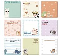 GLOBLELAND 9 Pads 540 Sheets Funny Animal Puns Sticky Notes Set 3x3 inch Cow Cat Self-Adhesive Memo Pads Humor Text to Do List Sticky Notes for Journaling Meeting Office Fun Planners Craft Lovers
