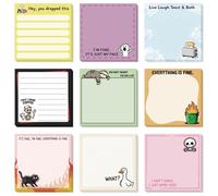 GLOBLELAND 9 Pads 540 Sheets Funny Texts Sticky Notes Set 3x3 inch Cartoon Animals Self-Adhesive Memo Pads Motivational Quote Post it Notes for Journaling Home Meeting Office Desk Coworkers Lovers