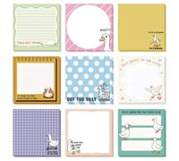 GLOBLELAND 9 Pads 540 Sheets Geese Sticky Notes Set 3x3 inch Funny Animals Self-Adhesive Memo Pads Post it Notes for Journaling Meeting Office Planners Craft Lovers