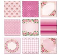 GLOBLELAND 9 Pads 540 Sheets Pink Roses Sticky Notes Set 3x3 inch Florals Self-Adhesive Memo Pads Post it Notes for Journaling Planners Office Meeting Craft Lovers