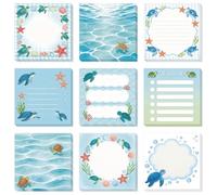 GLOBLELAND 9 Pads 540 Sheets Sea Turtle Sticky Notes Set 3x3 inch Ocean Starfish Self-Adhesive Memo Pads Post it Notes for Journaling Planners Office Meeting Craft Lovers
