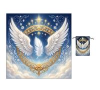 GLOBLELAND Angel Feather Tarot Tablecloth Angel Wings Velvet Altar Table Cloth with Tarot Card Storage Bag for Cards Reading Witchcraft Spiritual Rituals Supplies