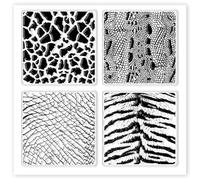 GLOBLELAND Animal Silicone Clay Texture Sheet Silicone Snake Tiger Giraffe Texture Stamp Sheets Clear Clay Silicone Texture Sheets DIY Clay Texture Mat for Clay Pottery Earrings Jewelry 5.5x5.5inch
