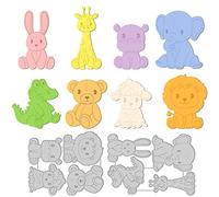 GLOBLELAND Animals Metal Cutting Dies Rabbit Giraffe Zoo Lion Sheep Cutting Dies Zoo Animals Bear Hippopotamus Die Cuts for Card Scrapbooking and DIY Craft Album Paper Card Decor