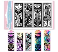 GLOBLELAND Art Cat Bookmark Clear Stamps Mandala Cats Silicone Stamp Egyptian Cats Transparent Stamps for DIY Scrapbooking and Cards Making Photo Album Journal 6.3x4.33inch