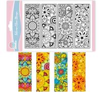 GLOBLELAND Artistic Flowers Bookmarks Clear Stamps for Cards Making Vintage Florals Book Marks Transparent Stamp Mandala Pattern Silicone Stamps Seal for DIY Scrapbooking Photo Album Decor