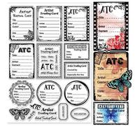 GLOBLELAND ATC Frame Background Clear Stamps for DIY Scrapbooking 29.7x21cm Artist Trading Card Silicone Clear Stamp Seals for Cards Making Photo Album Journal Home Decoration