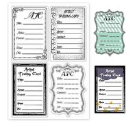 GLOBLELAND ATC Frames Clear Stamps Artist Trading Card Note Silicone Clear Stamp Seals for Cards Making DIY Scrapbooking Photo Journal Album Decoration