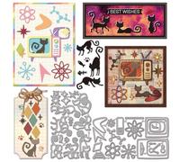 GLOBLELAND Atomic Retro TV Cat Cutting Dies Metal Television Kitten Die Cuts Animals Cutting Embossing Templates for Scrapbooking Crafts Paper Cards Making