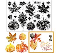 GLOBLELAND Autumn Leaves Clear Stamps for DIY Scrapbooking Fall Pumpkin Silicone Stamp Seals Transparent Stamps for Thanksgiving Day Cards Making Photo Album Journal Home Decoration