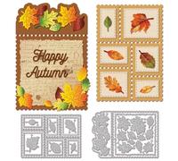 GLOBLELAND Autumn Leaves Stamp Frame Cutting Dies for Card Making Metal Fall Leaves Stamp Frame Die Cuts Cutting Dies Templates for Scrapbooking Journal Paper Craft Decor