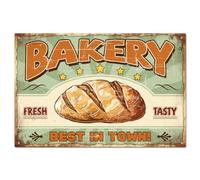 GLOBLELAND "Bakery Fresh Tasty Best In Town" Funny Bakery Metal Tin Sign 12x8in/30x20cm for Garage Garden Signs Art Plaque Poster Wall Decor for Home Kitchen Bar Club Coffee Shop Orchard