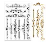 GLOBLELAND Baroque Lace Border Clear Stamps European Style Dividing Line Silicone Clear Stamp Seals for Cards Making DIY Scrapbooking Photo Journal Album Decoration