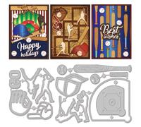 GLOBLELAND Baseball Kit Cutting Dies for DIY Scrapbooking Metal Sports Men Cut Dies Sports Words Die Cuts for Card Making Embossing Photo Album Craft Decor