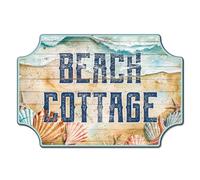 GLOBLELAND Beach Cottage Vintage Metal Tin Sign Retro Sea Plaque Poster Metal Wall Decorative Tin Signs for Home Beach House Sun Room