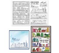 GLOBLELAND Bible Bookshelf Reading Plan Transparent Clear Stamps Bookrack and Potting Embossing Stamp Sheets Silicone Clear Stamps Seal for DIY Scrapbooking and Card Making Paper Craft Decor