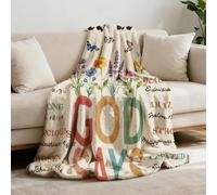 GLOBLELAND Bible Text Throw 59x51 inch Flowers Flannel Blanket Butterflies Washable Fuzzy Throw Blanket for Couch Chair Sofa Bed Dorm Bedroom Home Gift Wedding Christmas Anniversary