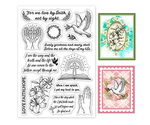 GLOBLELAND Bible Verse Clear Stamps Christianity Scripture Faith Dove Silicone Clear Stamp Seals for Cards Making DIY Scrapbooking Photo Journal Album Decoration
