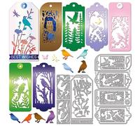 GLOBLELAND Bird Bookmark Cutting Dies Flowers Tree Silhouettes Metal Die Cuts Label Frame Cutting Embossing Templates for Scrapbooking Crafts Paper Cards Making