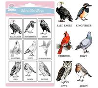 GLOBLELAND Bird Illustrations Clear Stamps for Card Making Bald Eagle Owl Silicone Clear Stamps Birds Animals Transparent Stamp Seals for DIY Scrapbooking Photo Album Decoration