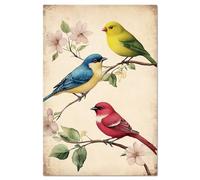 GLOBLELAND Birds Tin Sign Cherry Blossom Flowers Metal Tin Sign Leaves Branch Metal Vintage Sign 12×8inch Funny Wall Decor Tin Signs for Home Farm Bar Coffee Shop Club Decoration