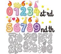 GLOBLELAND Birthday Number Cutting Dies for DIY Scrapbooking Metal Flame Top Hat Cut Dies Crown Star Die Cuts for Card Making Embossing Photo Album Craft Decor