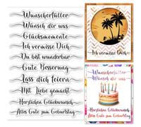 GLOBLELAND Blessing German Sayings Clear Stamps for DIY Scrapbooking German Word Phrase Silicone Clear Stamp 11x16cm Transparent Stamps Seals for Cards Making Journal Photo Album