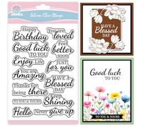 GLOBLELAND Blessings Clear Stamps for Cards Making Inspiring Words Transparent Stamp Birthday Greetings Silicone Stamps Seal for DIY Scrapbooking Photo Album Decor