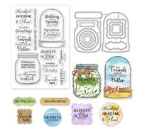 GLOBLELAND Blessings Glass Jar Clear Stamps and Glass Jar Frame Cutting Dies Set for DIY Scrapbooking and Cards Making Decorative Photo Album Notebook Decoration