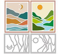 GLOBLELAND Bohemian Background Frame Cutting Dies Metal Abstract Landscape Cover Die Cuts Embossing Stencils Template for Paper Card Making Decoration DIY Scrapbooking Album Craft Decor