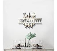 GLOBLELAND Bon Appetit Mirror Acrylic Wall Stickers Kitchen Dining 3D Wall Decals Sticker Acrylic Mural Decor Stickers for Restaurant Kitchen Dinning Home Decor