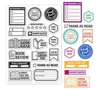 GLOBLELAND Book Reading Label Clear Stamps Art Tags Label Silicone Clear Stamp Seals for DIY Scrapbooking Journals Decorative Cards Making Photo Album