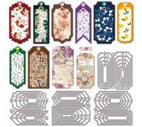 GLOBLELAND Bookmark Tags Cutting Dies Metal Geometric Frame Die Cuts Nested Borders Background Cutting Embossing Templates for Scrapbooking Crafts Paper Cards Making