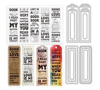 GLOBLELAND Bookmarks Clear Stamps and Label Frame Cutting Dies Set for DIY Scrapbooking and Cards Making Decorative Photo Album Notebook Decoration