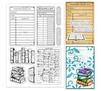 GLOBLELAND Books Clear Stamps Library Card Silicone Clear Stamp Seals Transparent Stamps for DIY Scrapbooking Cards Making Photo Album Journal