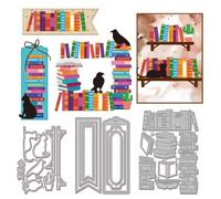 GLOBLELAND Books Piles Cutting Dies for DIY Scrapbooking Cats and Crows Die Cuts Metal Bookmark Frames Cut Stencils for Card Making Embossing Photo Album Craft Decor